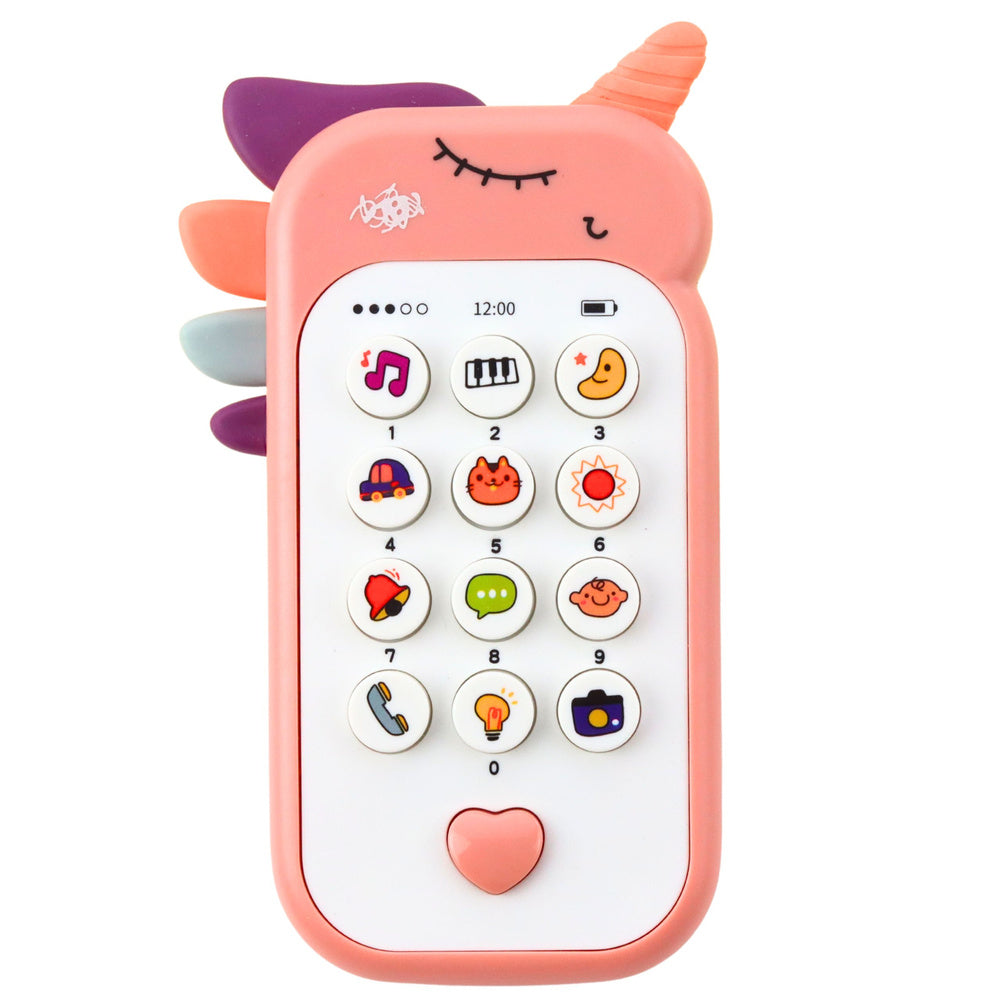 Telefon educational pentru copii cu efecte sonore si luminoase, 14 x 8 cm, roz, Lean 27684