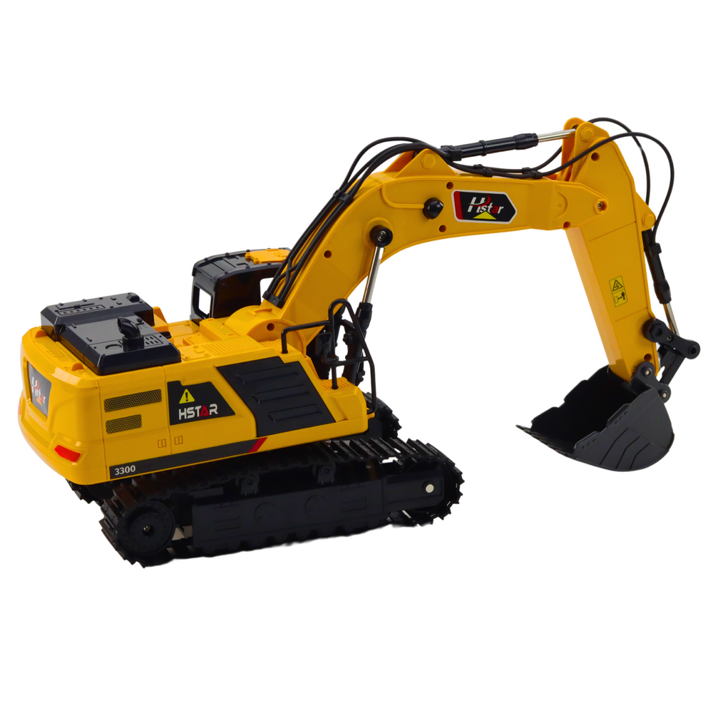 Excavator RC cu senile 6CH, 27MHz, alimentare USB, galben/negru, Lean 22699