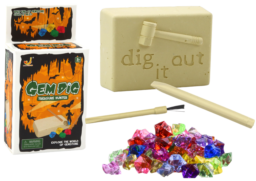 Set arheologic pentru copii, descoperire cristale, 7.5 x 5.5 x 2 cm, Lean 19874