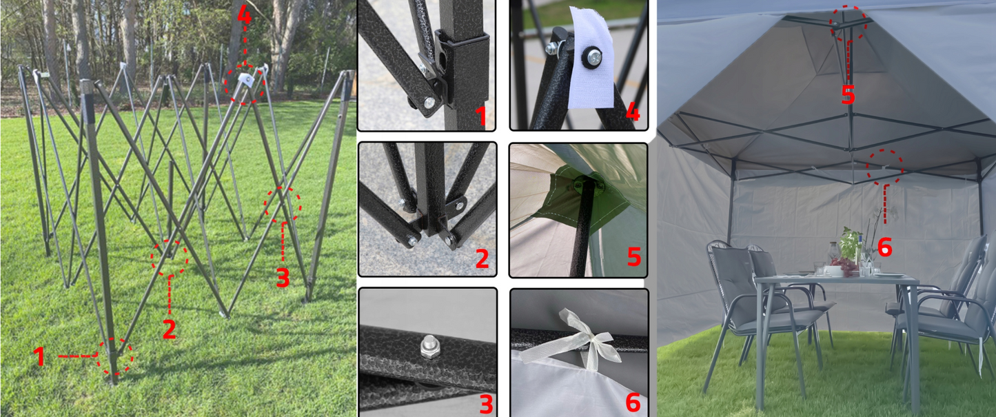 Cort pavilion cu 3 pereti, gri, 3 x 3 m, MalTec 112812