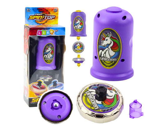 Set lansator spinner cu disc zburator model unicorn, violet, Lean 24359