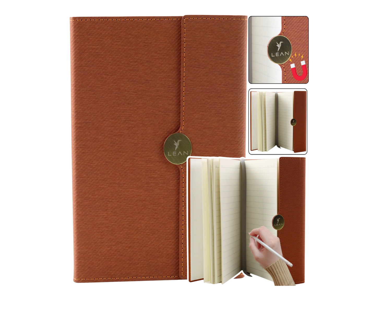 Notepad A5 cu inchidere magnetica, 95 pagini, Lean 20683