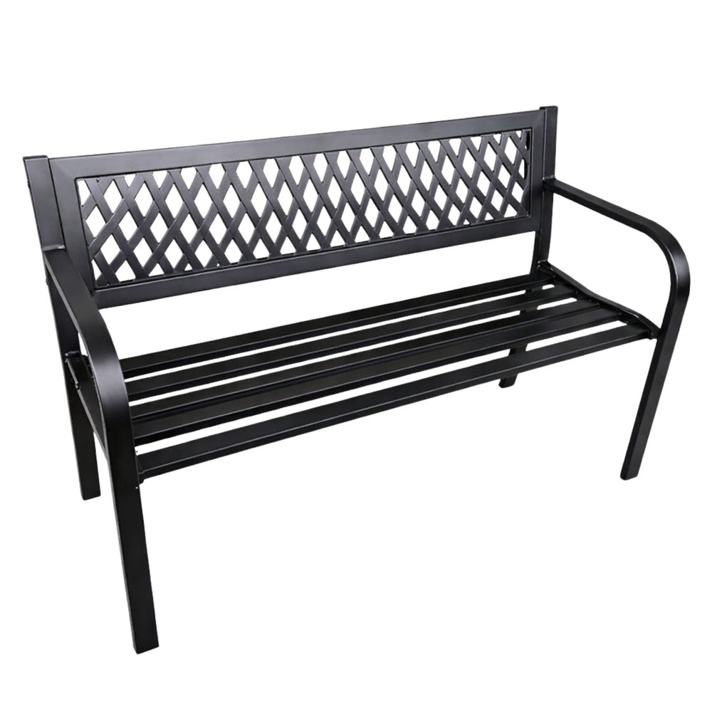 Banca de gradina Park Terrace, spatar metalic, negru, 120 cm, Lean 29325