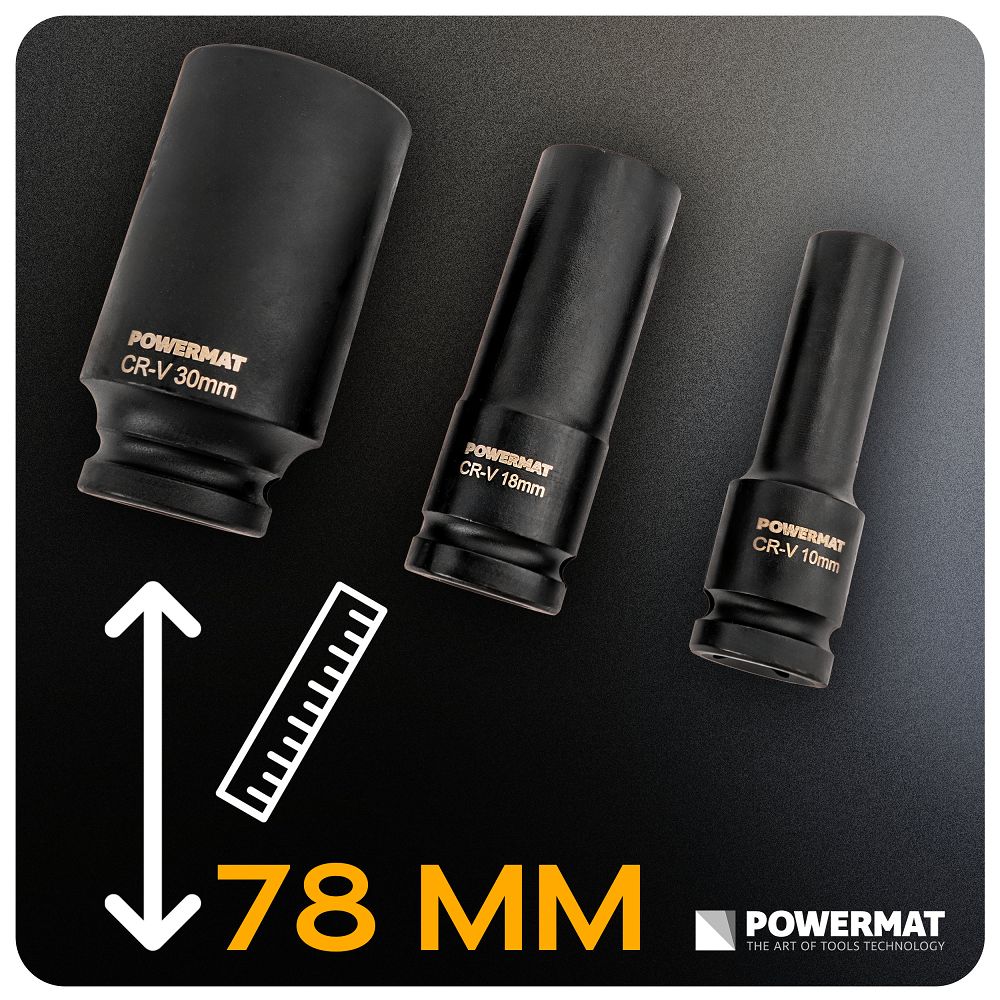 Set chei tubulare de impact PM-ZNU-1032T, 10-32 mm, 1 / 2", 15 bucati, Powermat PM1383