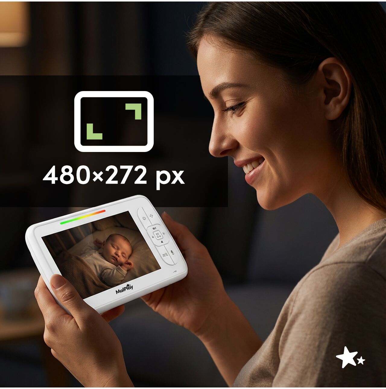 Camera rotativa pentru monitorizare bebelusi cu monitor VOX LCD 5”, MalPlay 113784