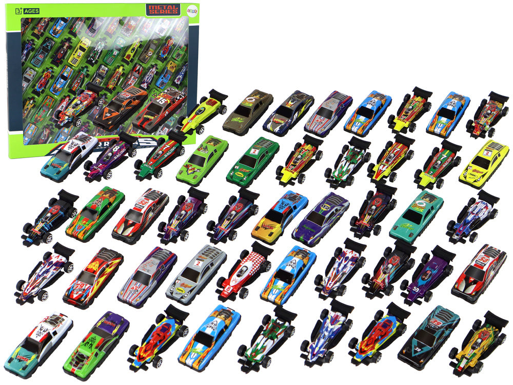Set 50 masinute, multicolor, 6.5 x 2.5 x 1 cm, Lean 16534