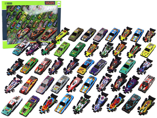 Set 50 masinute, multicolor, 6.5 x 2.5 x 1 cm, Lean 16534