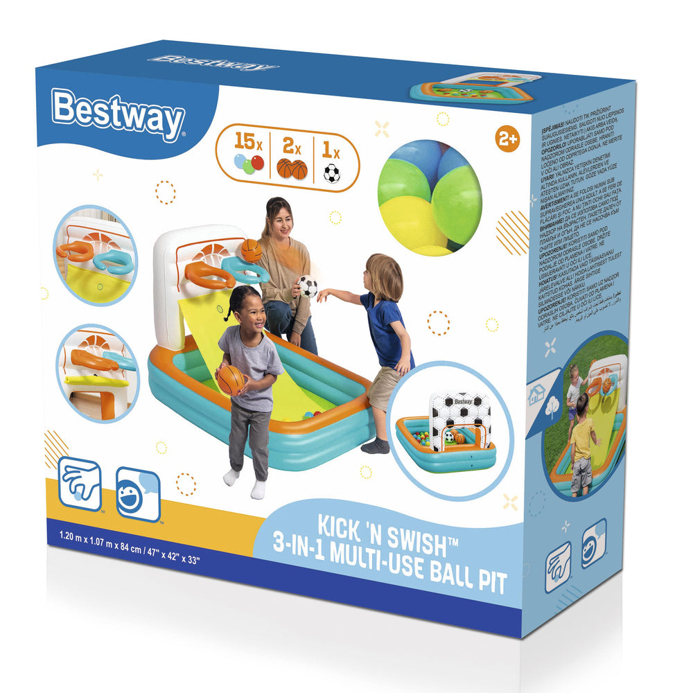 Spatiu de joaca gonflabil Kick n' Swish 3 in 1, 120 x 107 x 84 cm, Bestway 21187