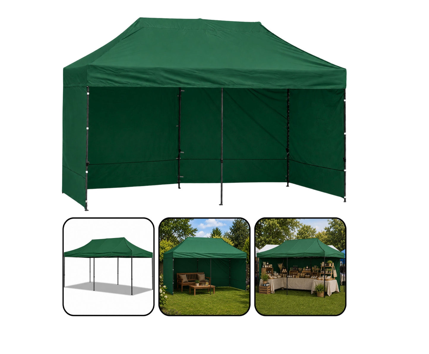 Pavilion de gradina, verde, 3 x 6 m, Lean 29333