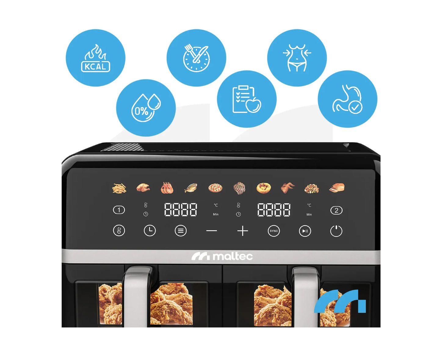 Friteuza dubla cu aer cald, 10 l, 2800 W, MalTec 113675