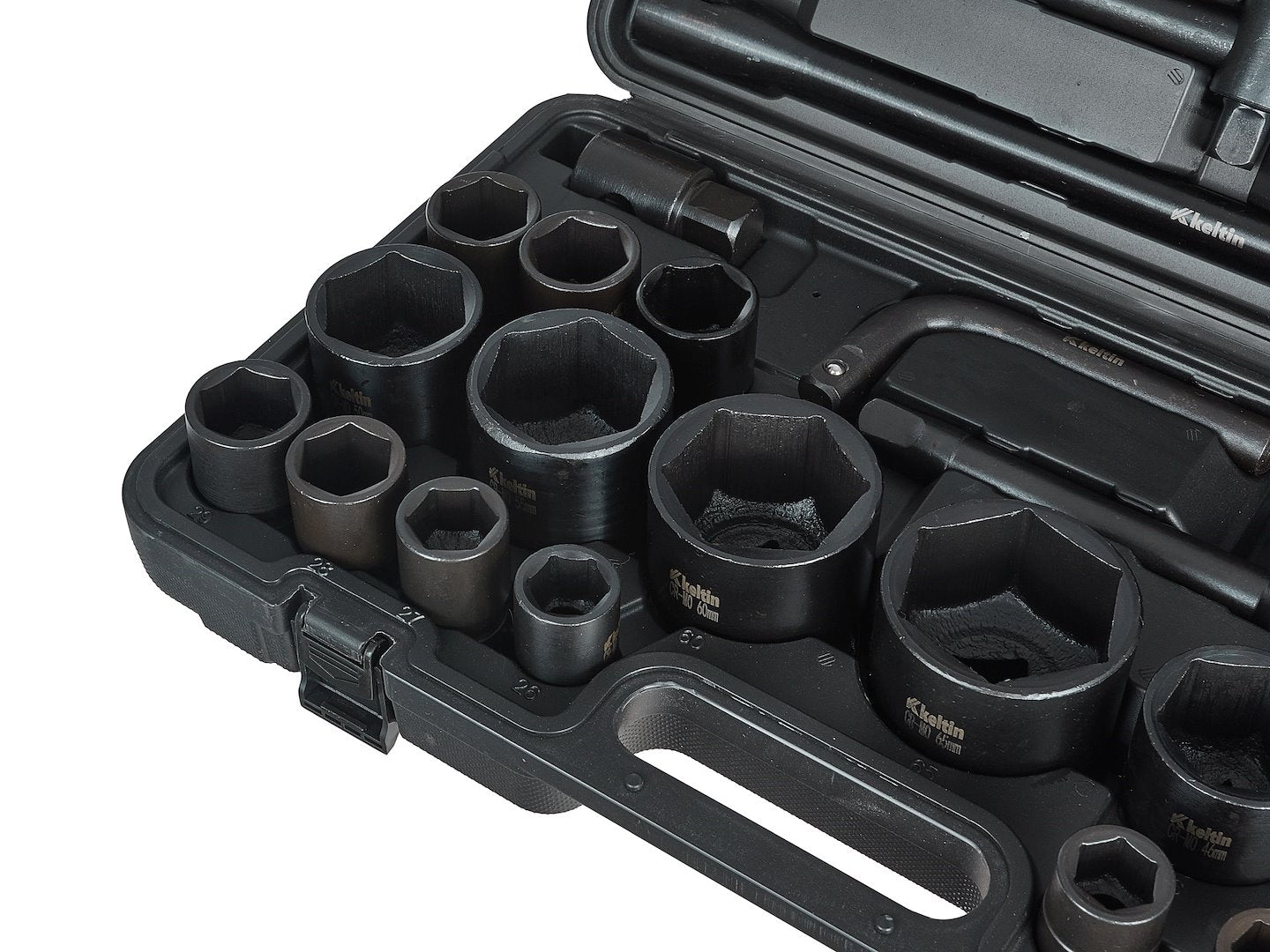 Set chei tubulare de impact, 3 / 4", 1", 6 varfuri, 17-65 mm, 26 piese, Keltin K00095