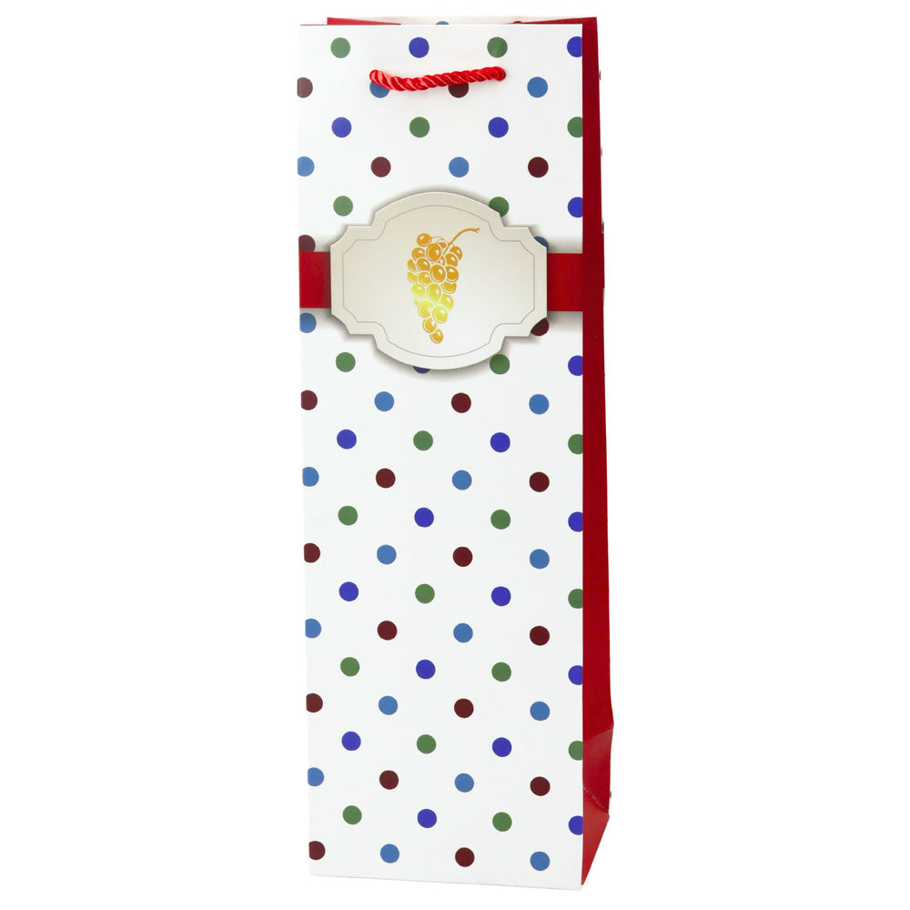 Punga de cadou pentru sticle de vin cu buline, 35 x 12 x 9 cm, Lean 22274