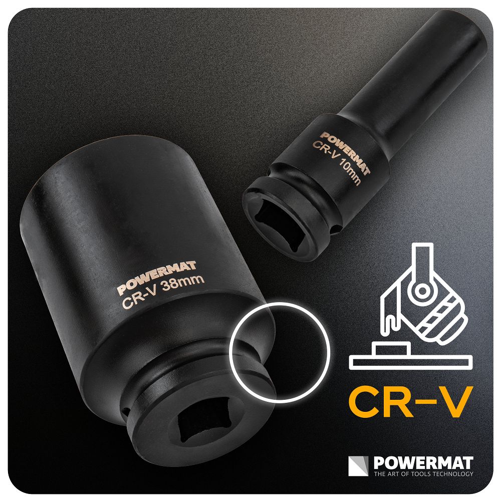 Set chei tubulare de impact HEX PM-ZNU-1038T, 10-38 mm, 1/2", 20 bucati, Powermat PM1382