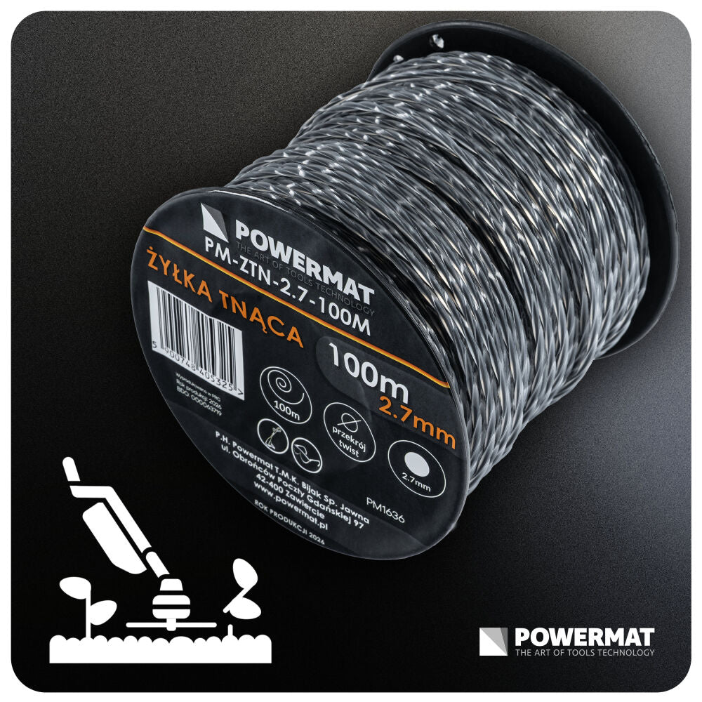Fir patrat pentru motocoasa PM-ZTN-2.7-100M, 100 m, Powermat PM1636