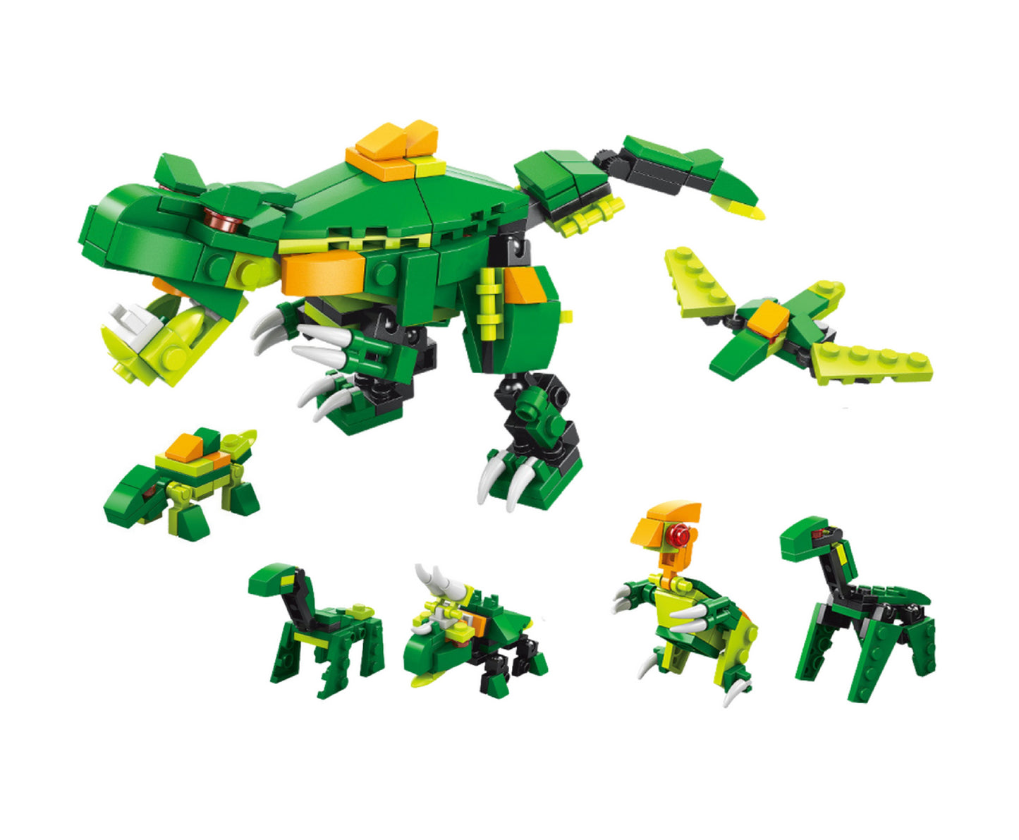 Set de constructie cu dinozauri, 21 x 15 x 15 cm, 160 piese, Lean 20963