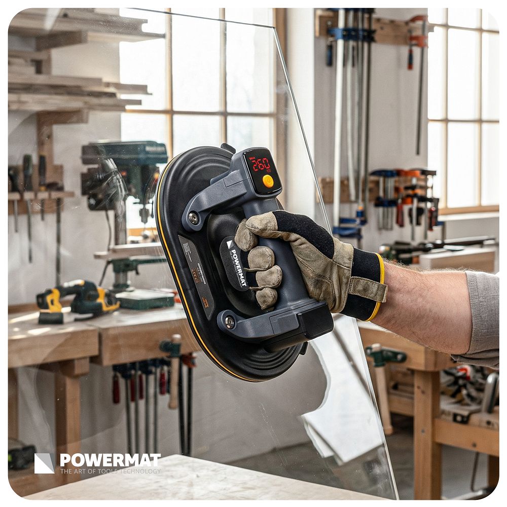 Ventuza cu baterie pentru gresie si sticla, capacitate maxima sigura 200 kg, Powermat PM1589