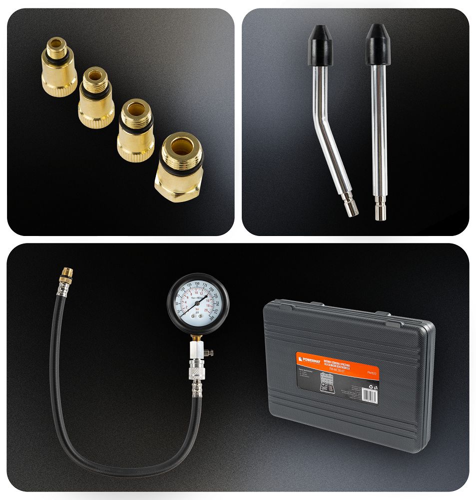 Tester compresie motoare benzina PM-MCSB-8T, 8 bucati, Powermat PM1522