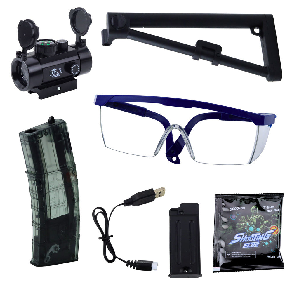 Pistol pe bile de apa MK7 cu acumulator, 2 incarcatoare, luneta, ochelari de protectie, Lean 24277