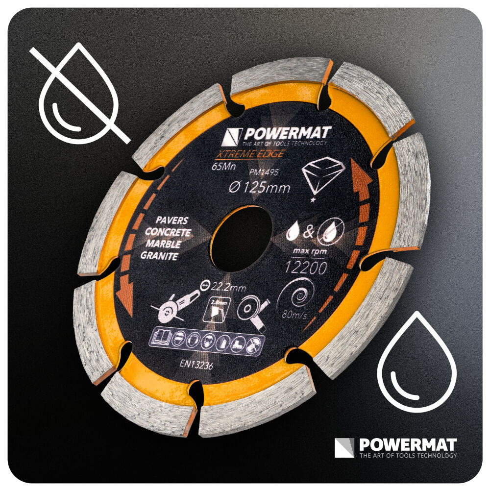 Disc diamantat segmentat PM-TDCS-1253T, 125 mm, Powermat PM1495