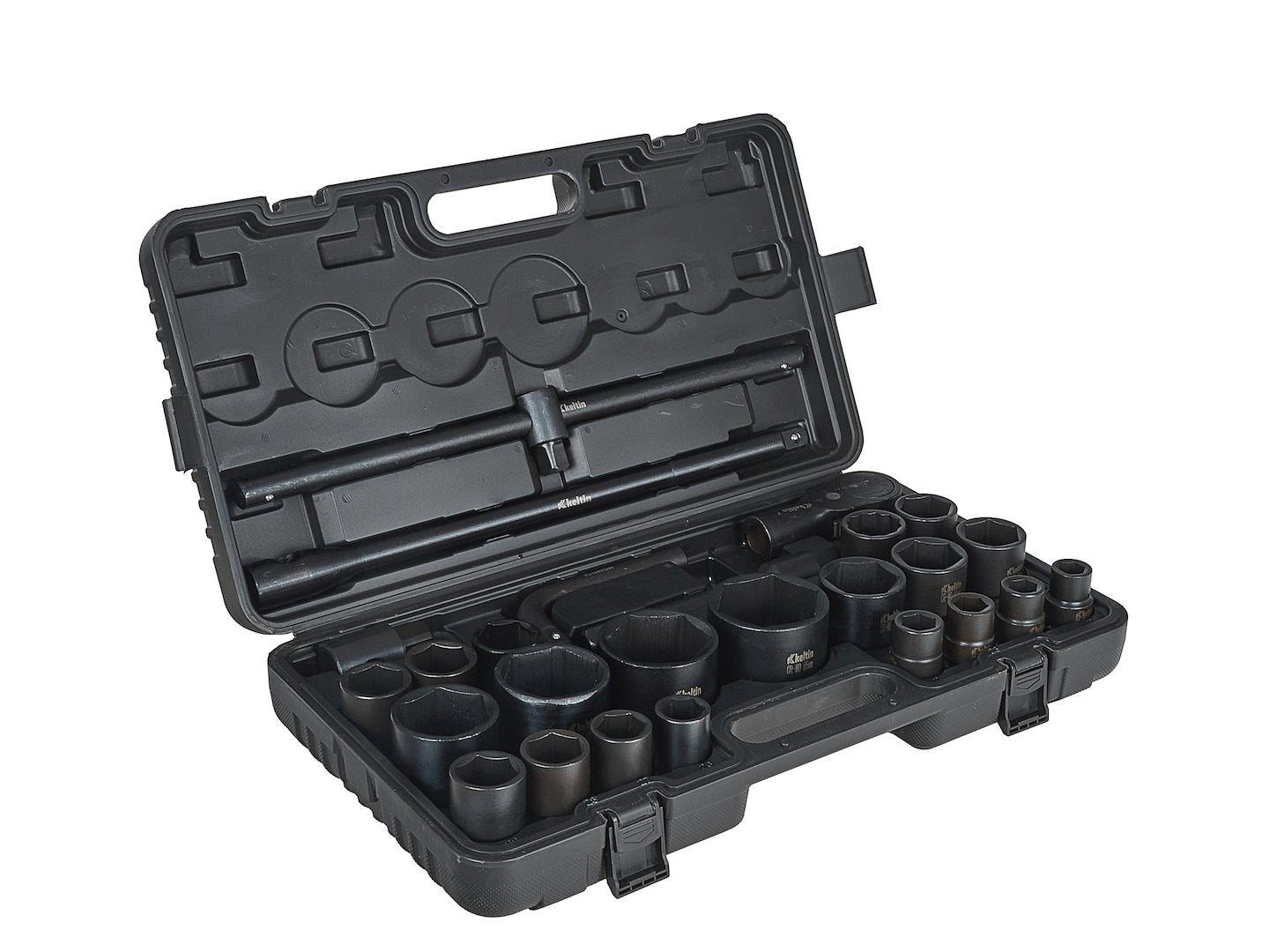 Set chei tubulare de impact, 3 / 4", 1", 6 varfuri, 17-65 mm, 26 piese, Keltin K00095