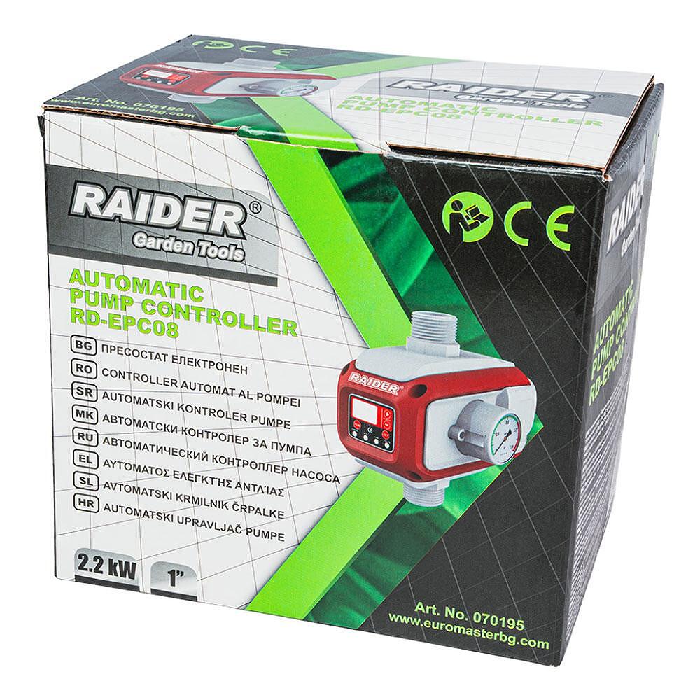Presostat electronic cu manometru RD-EPC08, 2200 W, 1", 10 bar, Raider 070195