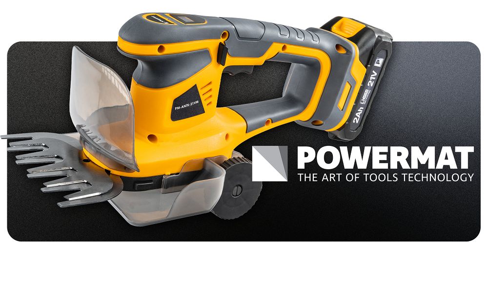 Foarfeca electrica pentru arbusti si gard viu cu acumulator PM-ANTK-21VM, 2 Ah, 21 V, Powermat PM1630
