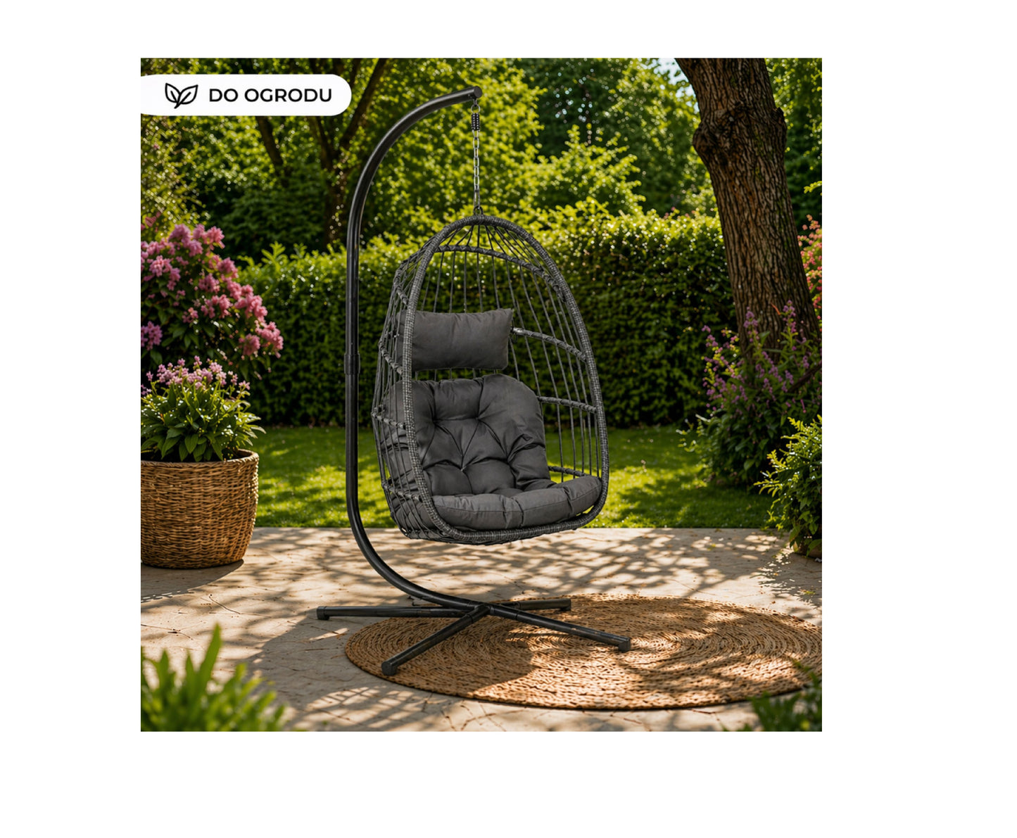 Balansoar suspendat de gradina Cocoon, 192 cm, gri, Lean 30645
