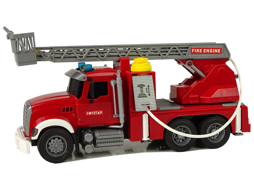 Camion pompieri de jucarie cu efecte sonore si luminoase, rosu, Lean 9528