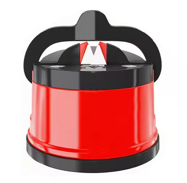 Ascutitor de cutite si foarfece cu ventuza si si maneta de bocare, rosu, Lean 26574