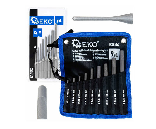 Set dornuri cilindrice cu cap sferic Cr-V, 9 bucati, Geko G38552