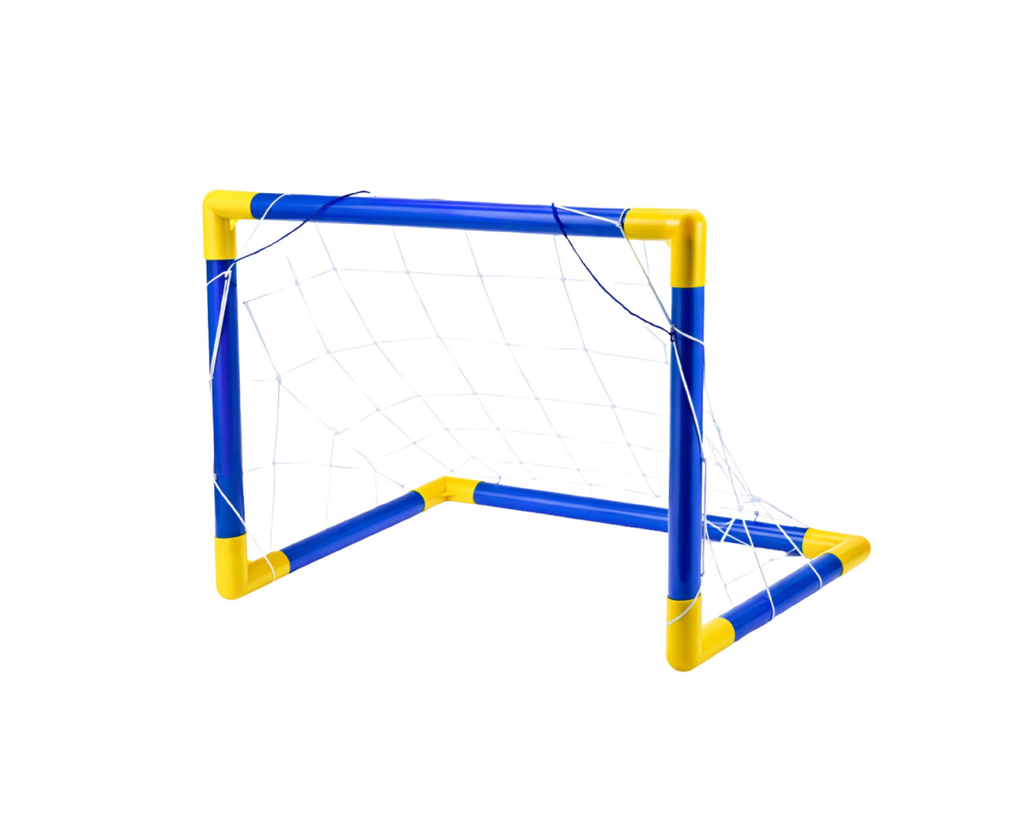 Set poarta de fotbal cu minge si pompa, 62 x 40 cm, albastru / galben, Lean 30510