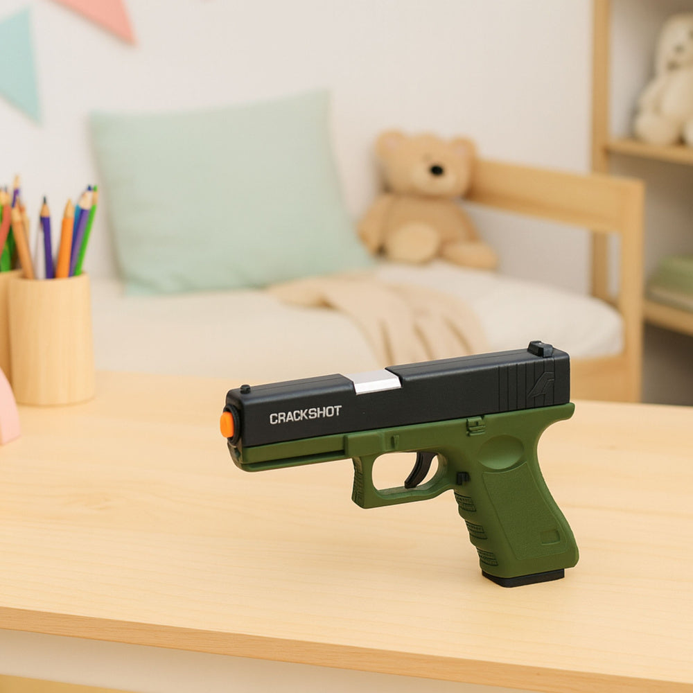 Pistol de jucarie cu munitie din spuma, 21,5x13,5x3,5cm, verde, Lean 27729
