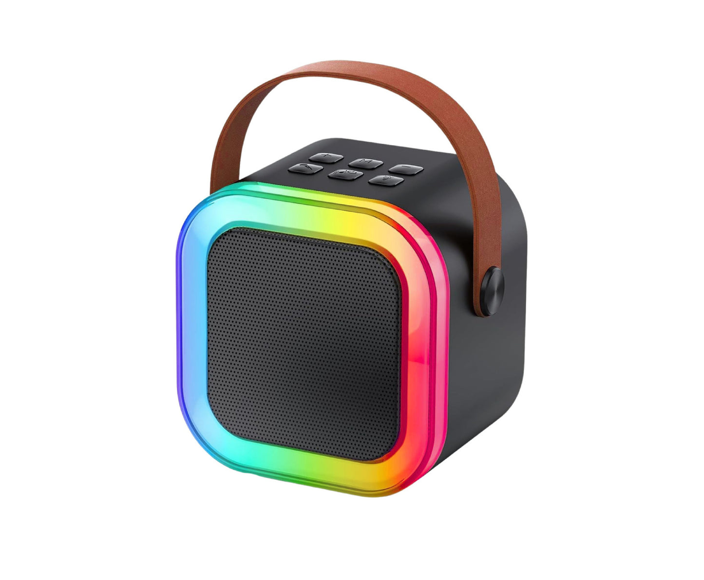 Set karaoke cu difuzor Bluetooth cu 2 microfoane si lumini LED, negru, Lean 31082