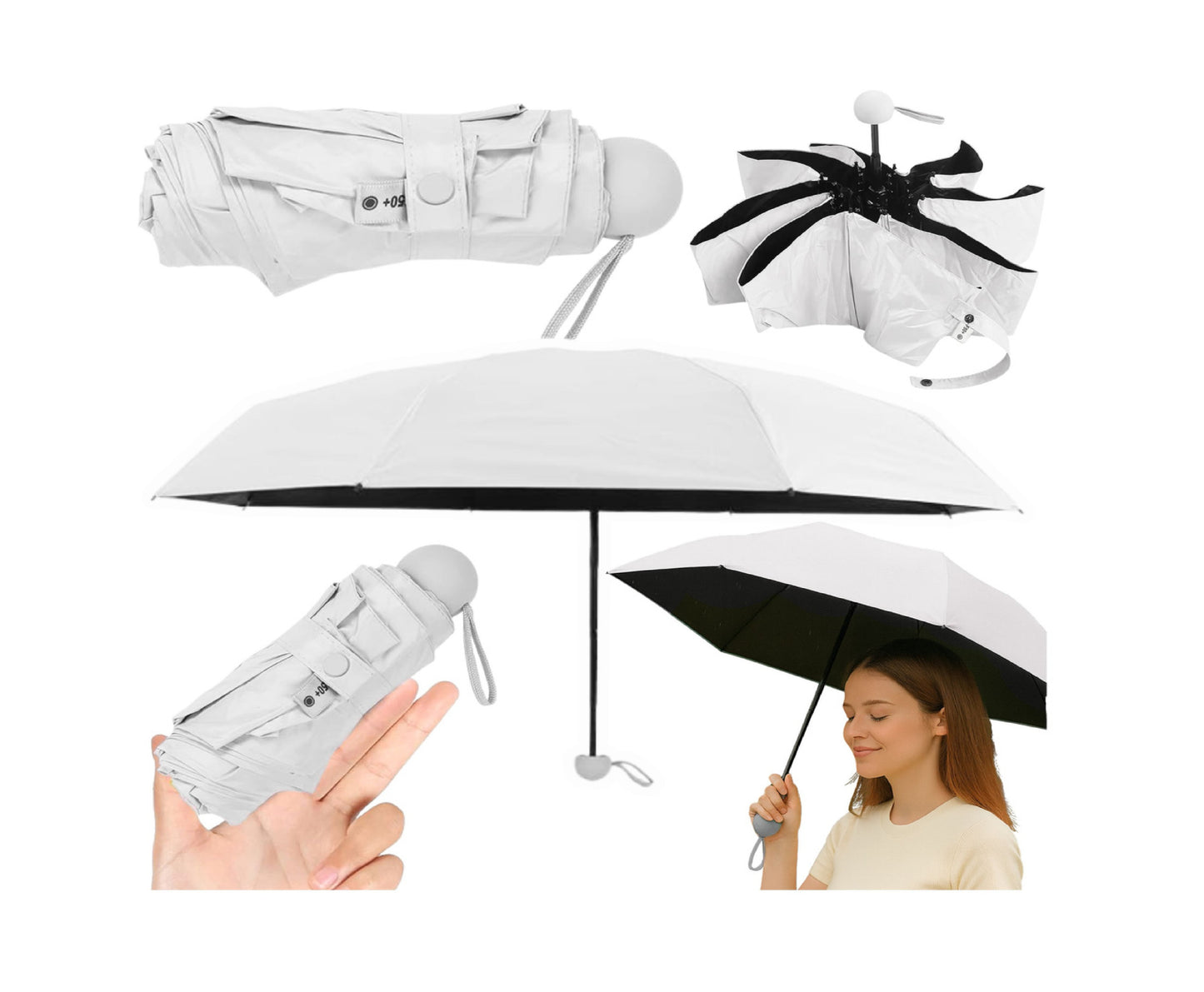 Umbrela pliabila cu protectie UV UPF50+, 90 cm, husa gri, Lean 27700