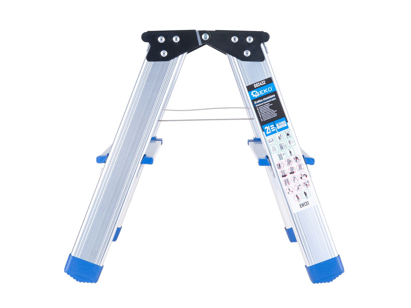 Scara dubla din aluminiu cu 2 trepte, capacitate maxima 150 kg, Geko G02432