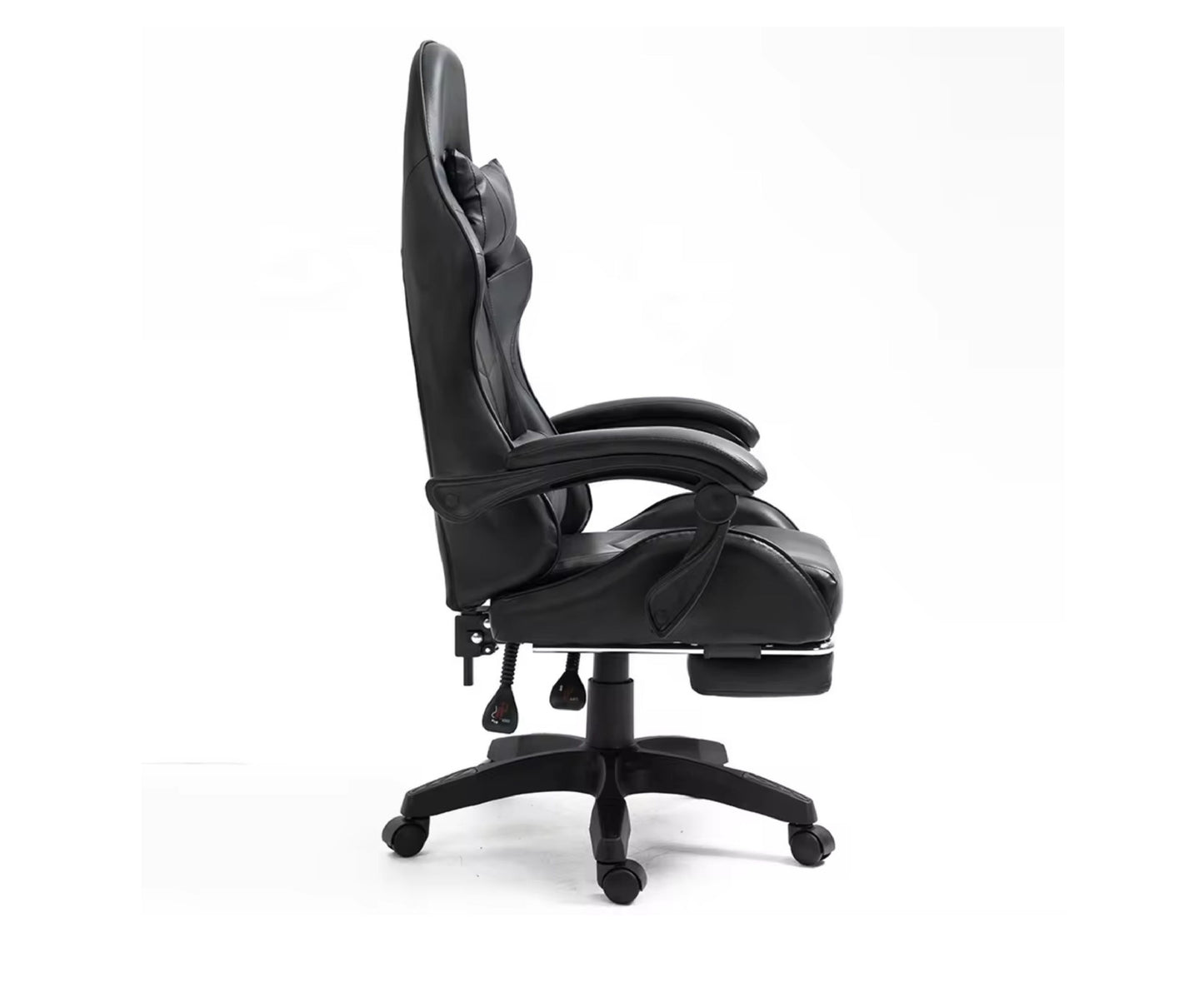 Scaun pentru gaming rotativ cu suport pentru picioare, negru, Lean 30552