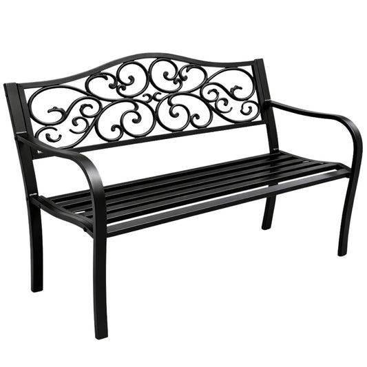Banca pentru terasa cu spatar metalic decorat, 127 x 60 x 89 cm, Lean 29323