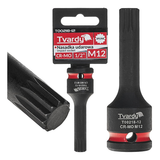 Cheie tubulara de impact SPLINE 1 / 2", M12, Cr-Mo, Tvardy T00218-12