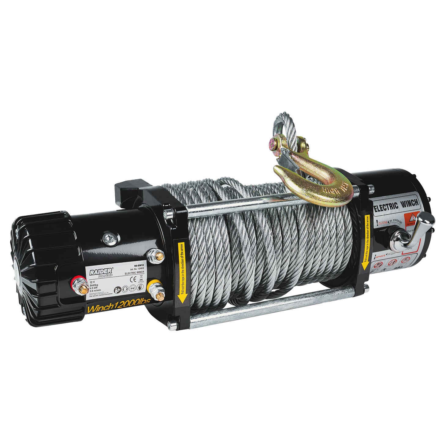 Troliu electric RD-EW12, 12 V, 5443 kg, 4.5 kW, 9.5 mm x 29 m, Raider 121612