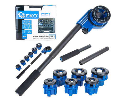 Set dispozitiv manual de infiletat tevi, 1/4"-5/4", 6 bucati, Geko G00999