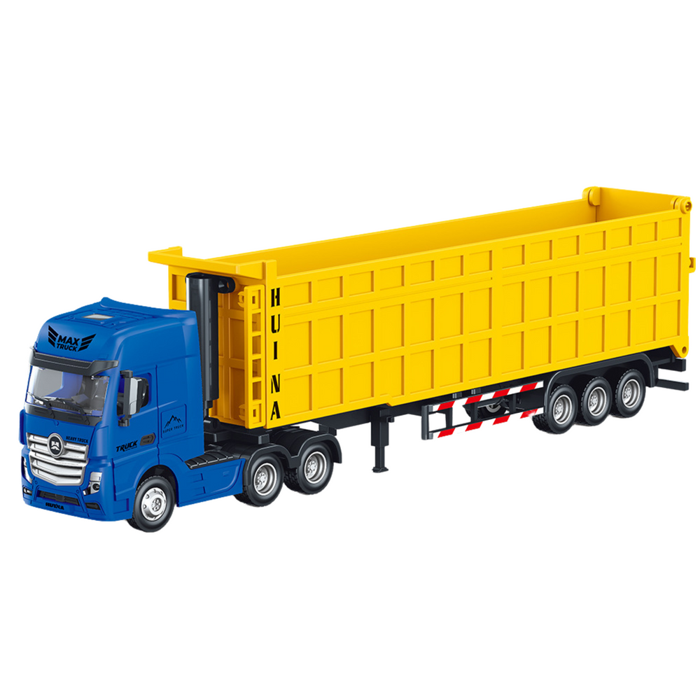 Camion metalic cu remorca 1:50, galben / albastru, 29 x 8 x 5.5 cm, Lean 22769