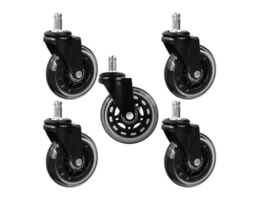 Set roti cauciucate pentru scaun, 75 mm, capacitate maxima 45 kg, 5 bucati, Geko G71552