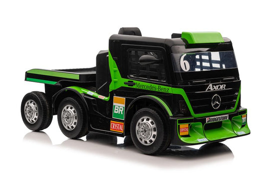 Masinuta electrica Mercedes XMX622B, 2 x 45 W,  LED/LCD/MP4/MP3/USB, Plastic/Piele, 109x72x67 cm, Negru/Verde, Lean 4246