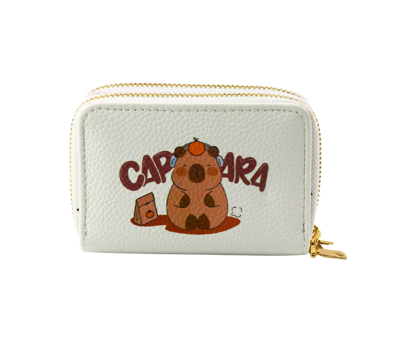 Portofel cu motiv Capybara, 2 compartimente, 12.5 x 8.5 x 4.5 cm, alb, Lean 27563