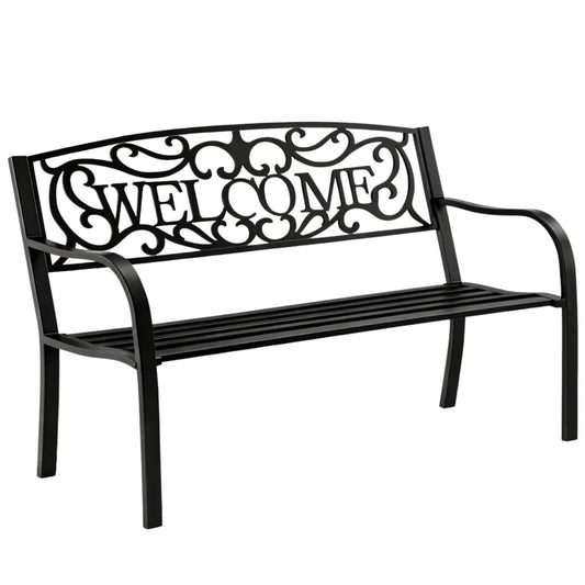 Banca pentru terasa cu spatar metalic Welcome, negru, 127 cm, Lean 29322
