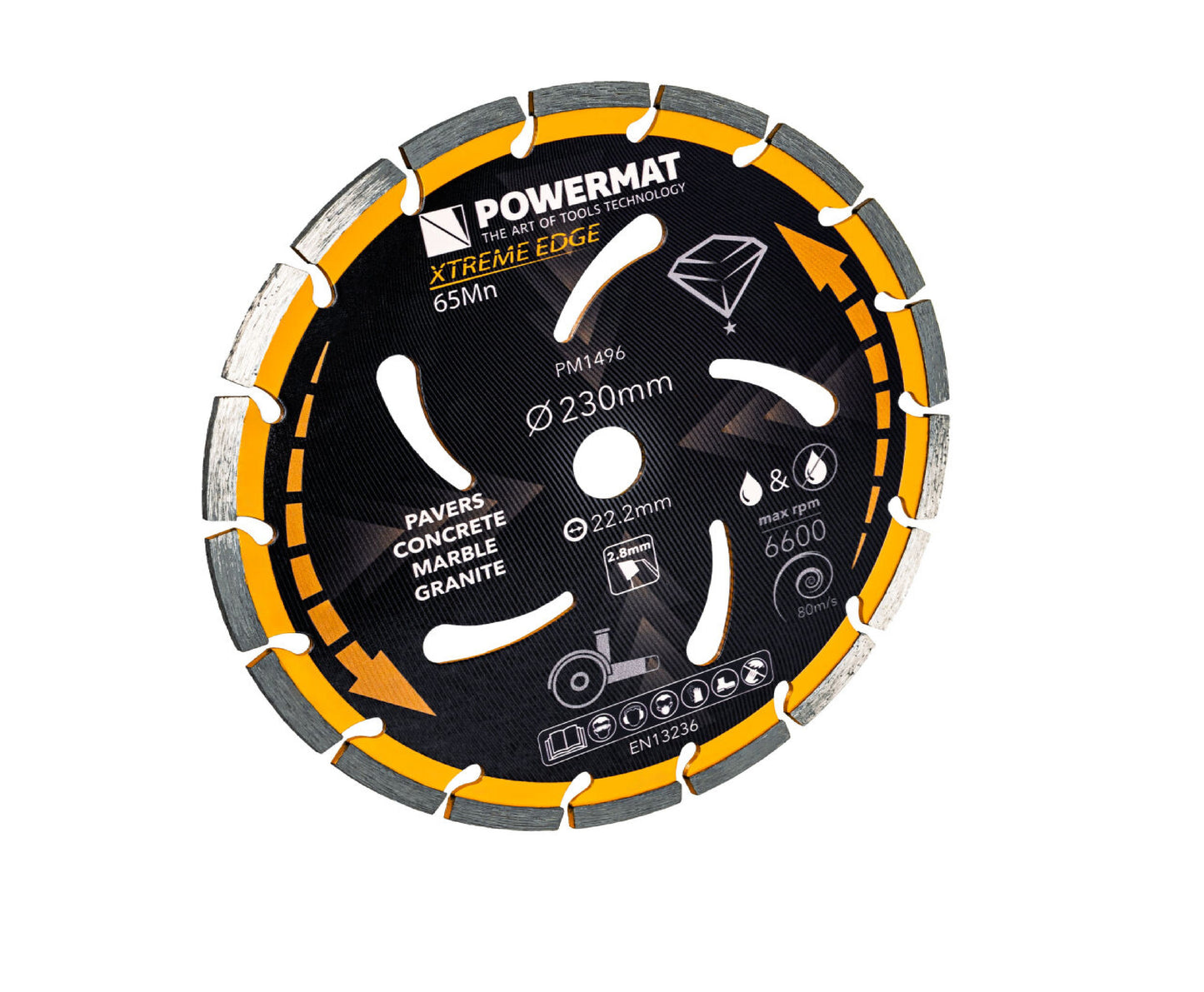 Disc diamantat segmentat PM-TDCS-2302T, 230 mm, Powermat PM1496