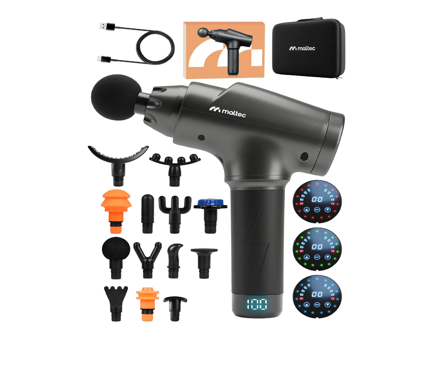 Pistol de masaj cu 13 duze, senzor de presiune, oprire automata, 30 de viteze, MalTec 113857