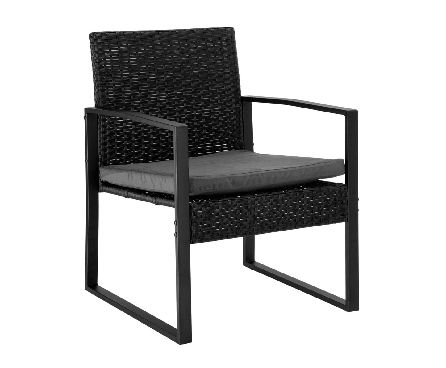 Set mobilier de gradina din ratan cu masuta de cafea, 2 scaune, negru, Lean 29244