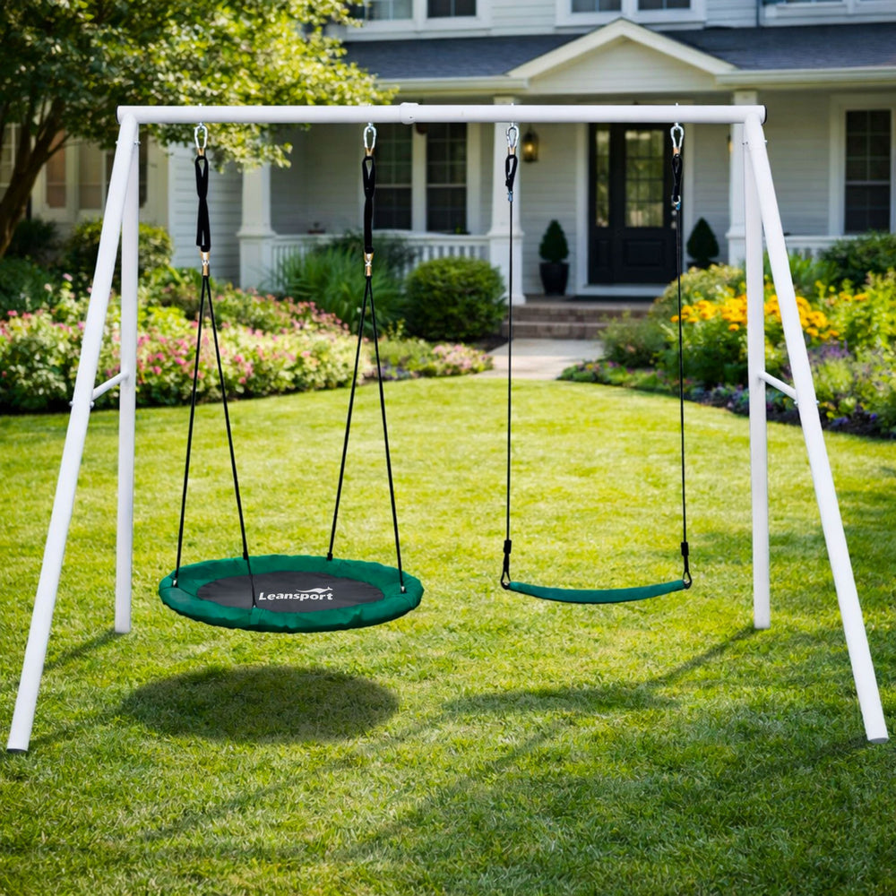 Balansoar de gradina cu leagan 2 in 1, 210 x 170 cm, alb, Lean 29180