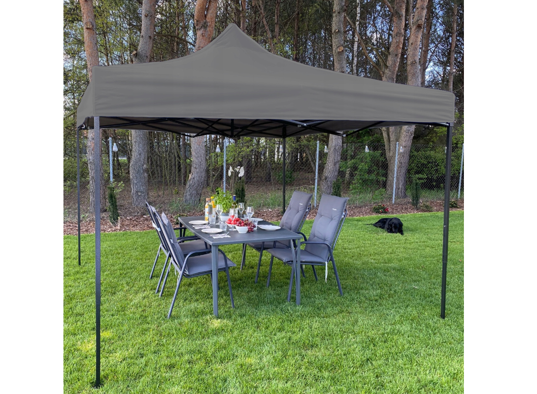 Cort pavilion cu 3 pereti, gri, 3 x 3 m, MalTec 112812
